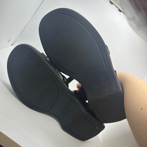 Black Leather Dansko Strappy Sandals With Adjustable Buckle & Cushioned Sole 42 - Picture 2 of 10